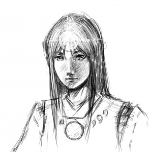 恐れ多くも天照皇大神のイメージイラストです。服がね・・・よくわかんないんですよ・・・。